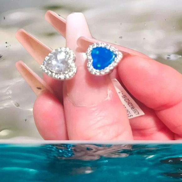 AZURE GILSON OPAL& WHITE SAPPHIRE
DOUBLE HEART TOI ET MOI ADJUSTABLE RING 8 - Picture 5 of 16